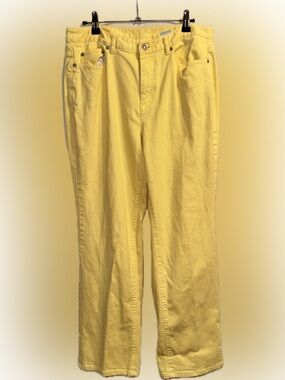 Talbots Petite Yellow Jeans Size 12 Straight Leg Stretch